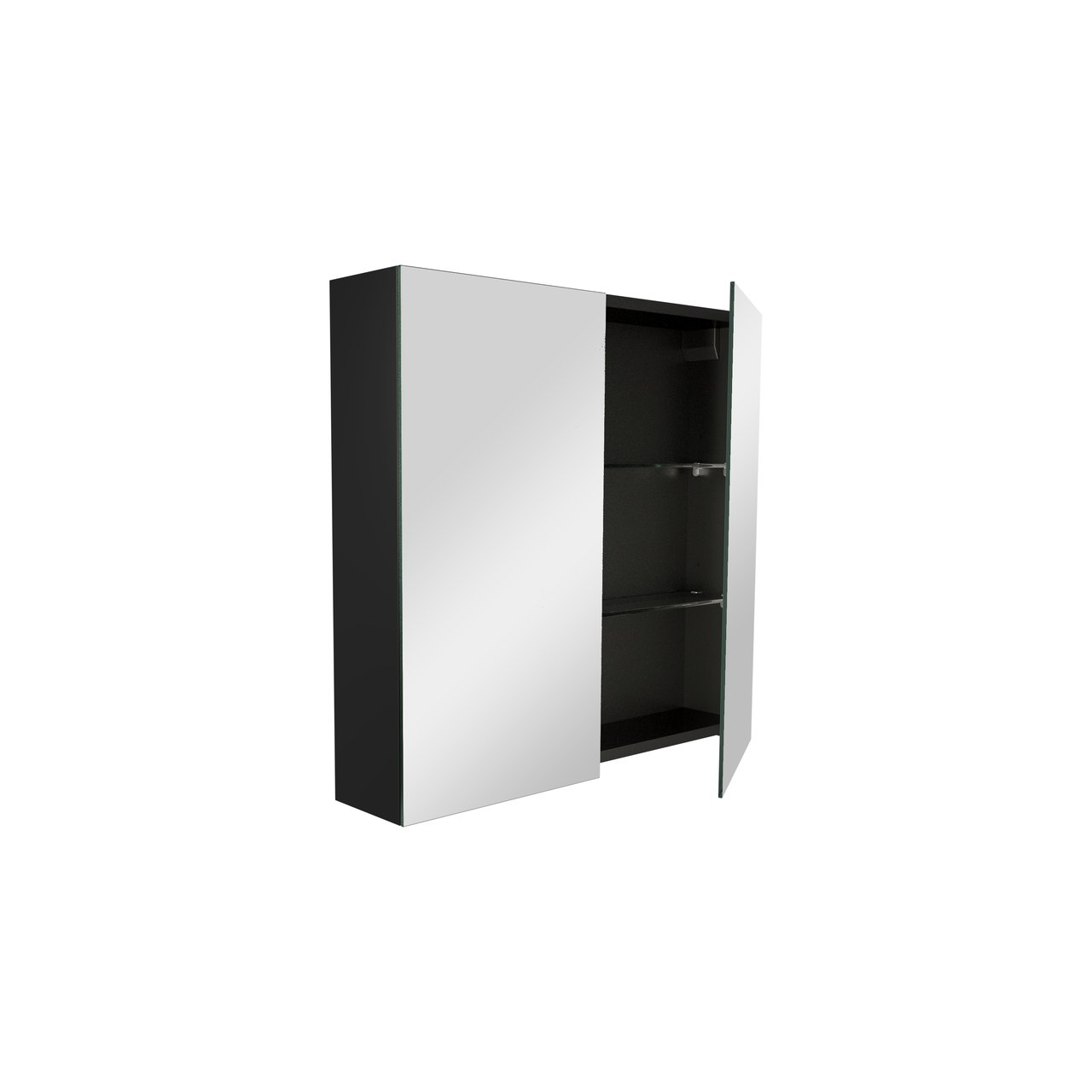 Balmani Mitra Spiegelschrank Bad: 75 x 72 cm, Schwarz Matt