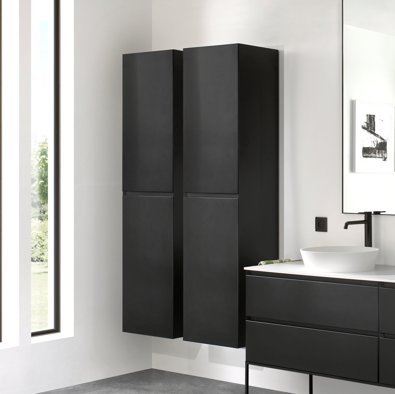 Balmani Mitra/Idra colonne salle de bains suspendue Noir Mat 45 x 35 x 169 cm