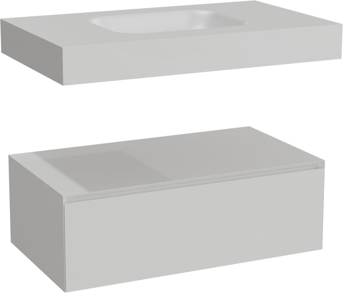 Balmani Mitra Elements meuble salle de bains suspendu 90 x 55 cm blanc mat avec Arcato plan simple en solid surface blanc mat