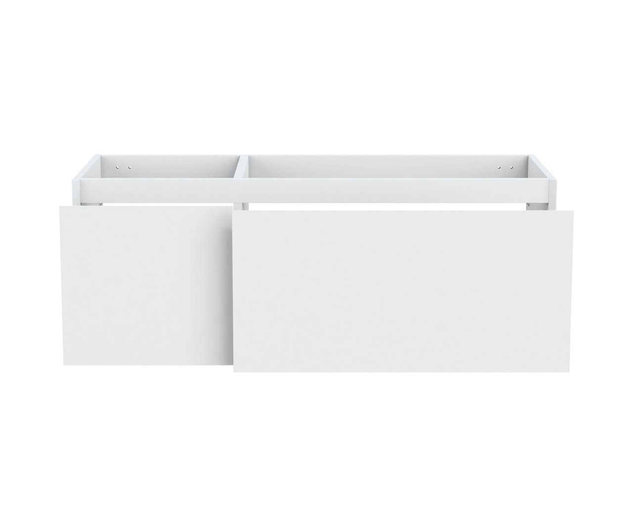 Balmani Idra hängender Waschbeckenunterschrank: 135 x 55 cm, asymmetrisch rechts, Weiß Matt, 4 Schubladen