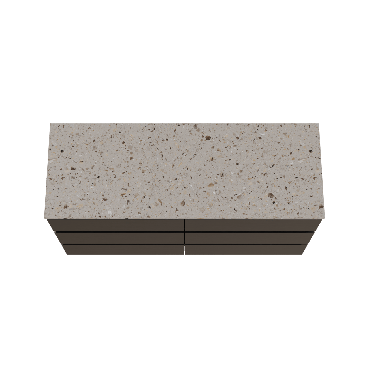 Balmani Lucida staand badkamermeubel 150 x 55 cm zwarte eik met Stretto enkel of dubbel tablet in terrazzo greige terrazzo