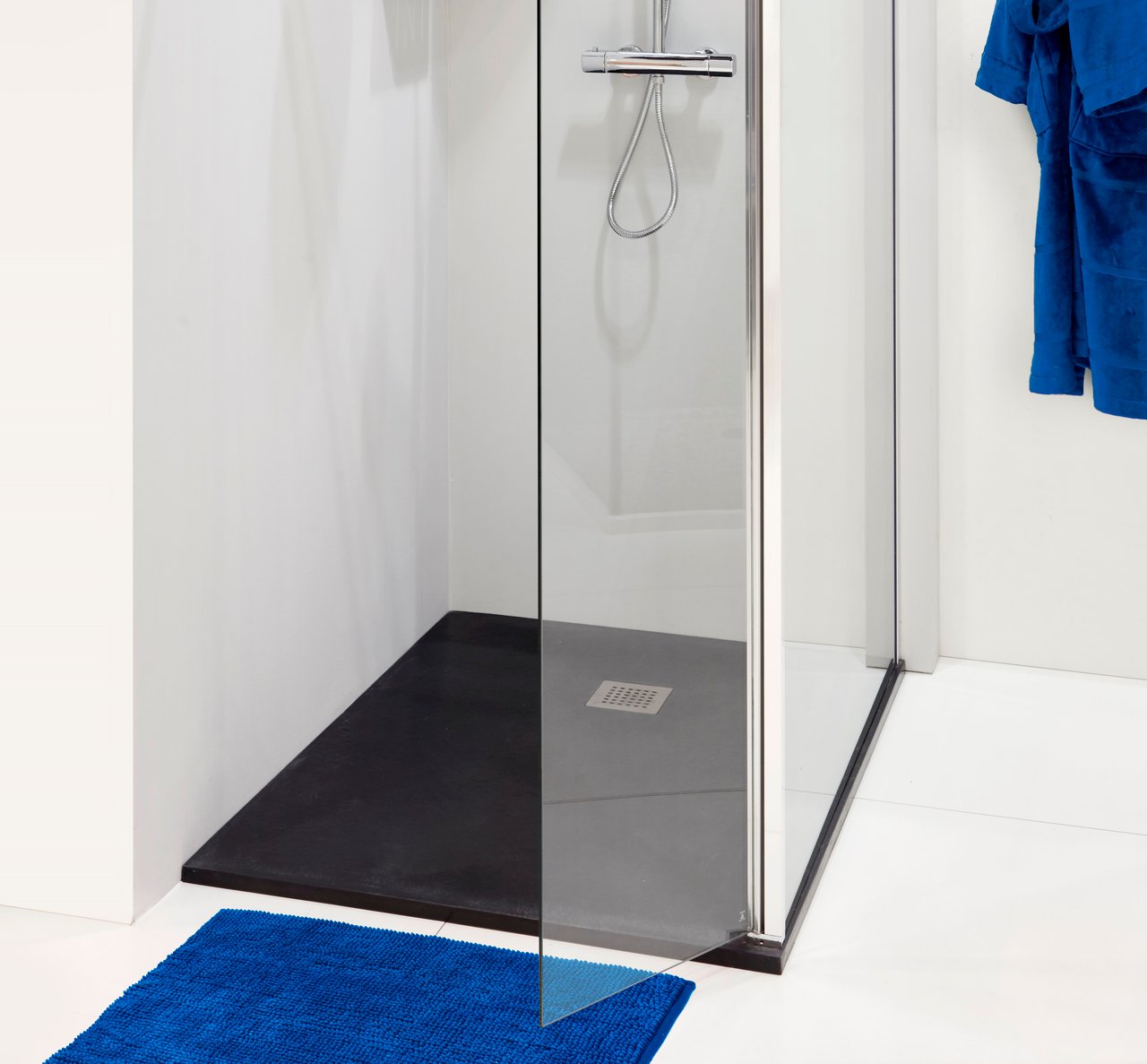 Balmani Vibe receveur de douche 160 x 90 cm marbre composite gris foncé texture ardoise