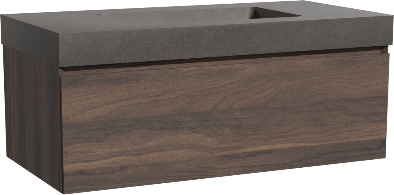 Storke Edge hängendes Möbelstück Set: 105 x 52 cm, Nussbaum, mit Scuro High Einzelwaschtisch, Quarz Schwarz matt