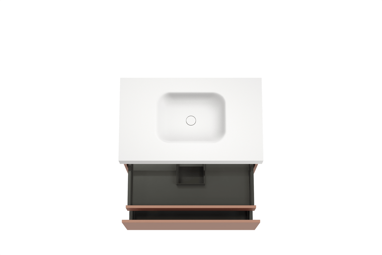 Balmani Sfera hängendes Möbelstück Set: 90 x 55 cm, Cotto, mit Arcato Einzelwaschtisch, Solid Surface Weiß matt