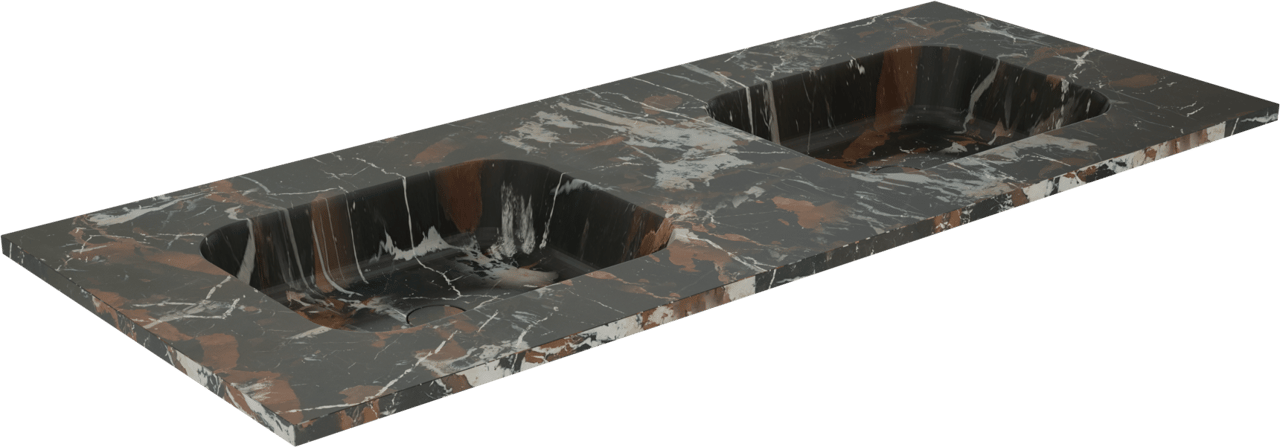 Balmani Tablo Arcato Doppelwaschtisch, Portoro Marmor gold, 135 x 55 cm