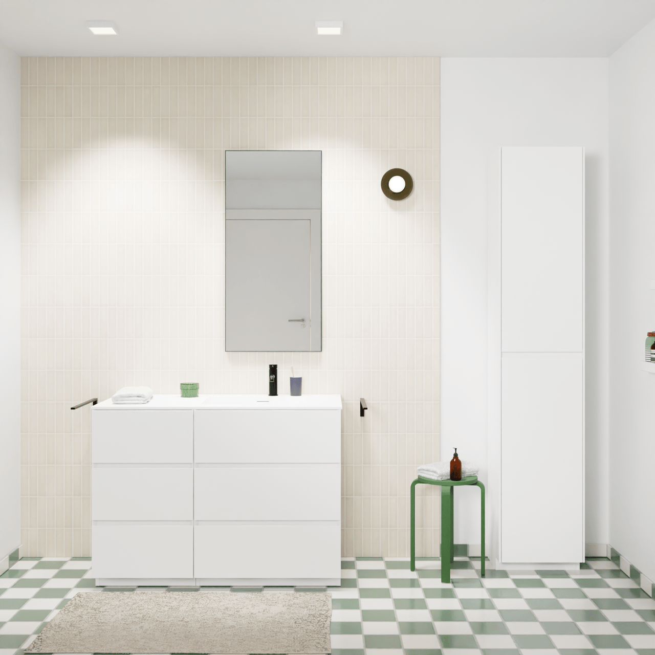 Storke Edge staand badmeubel 110 x 52 cm mat wit met Mata asymmetrisch rechtse wastafel in solid surface mat wit