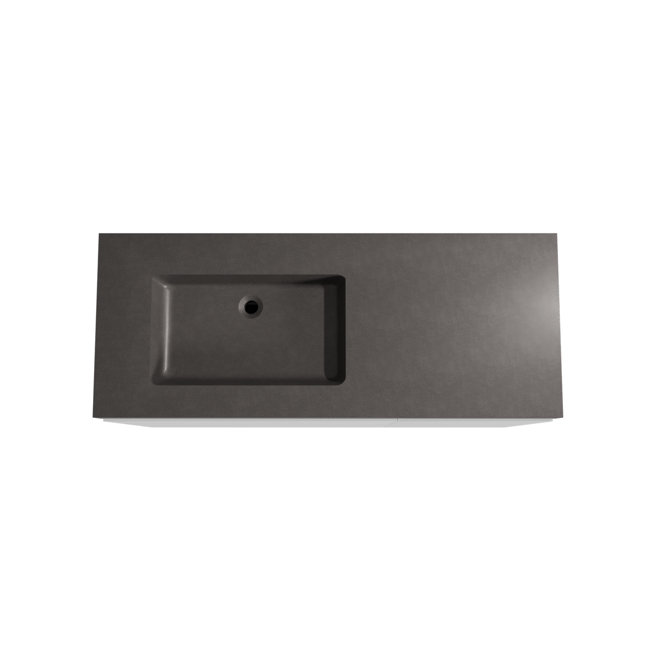 Storke Edge staand badmeubel 130 x 52 cm mat wit met Scuro High asymmetrisch linkse wastafel in kwarts mat zwart