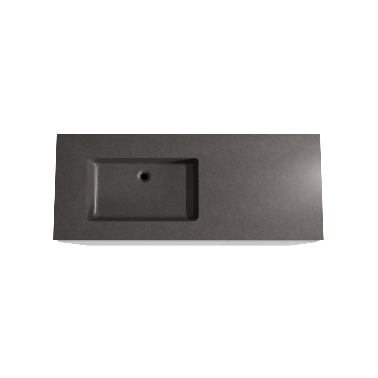 Storke Edge freistehendes Möbelstück Set: 130 x 52 cm, Weiß matt, mit Scuro High Waschtisch links, Quarz Schwarz matt