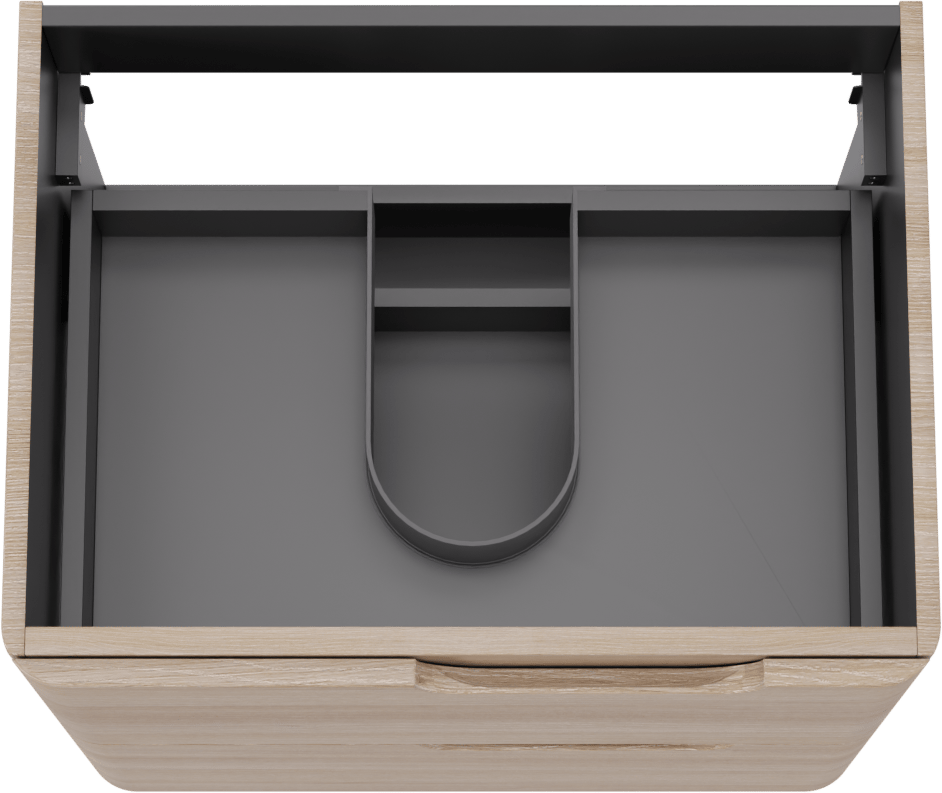 Linie Curvo hängender möbelstück Waschtischunterschränke 60 x 46 cm Eiche Hell 2 Schubladen