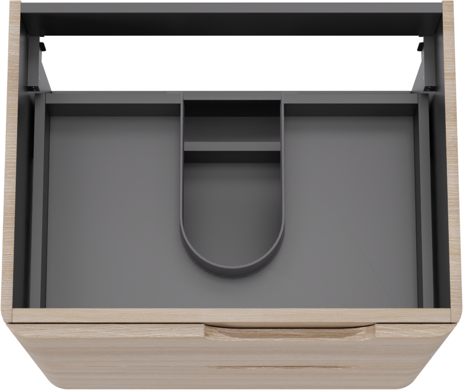 Linie Curvo hängender möbelstück Waschtischunterschränke 60 x 46 cm Eiche Hell 2 Schubladen