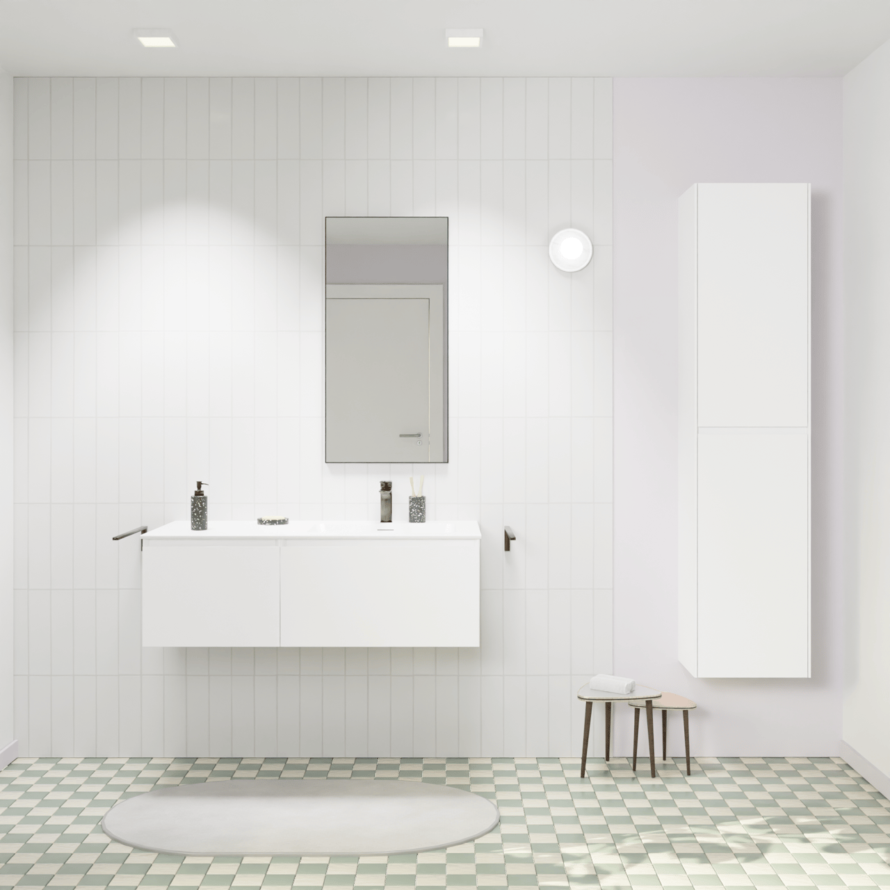 Storke Edge zwevend badmeubel 110 x 52 cm mat wit met Mata asymmetrisch rechtse wastafel in solid surface mat wit