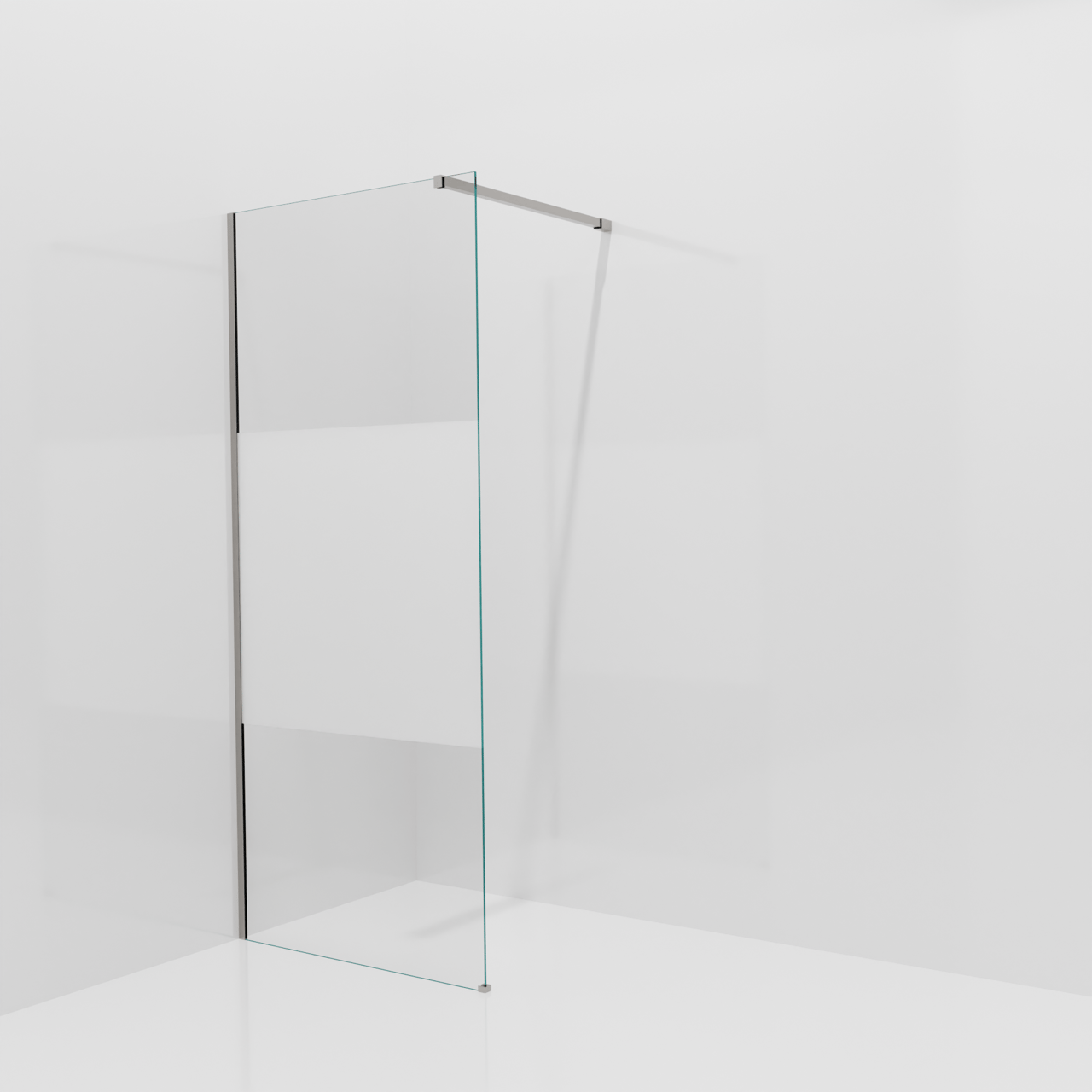 Balmani Modular douche à l'italienne: 90 x 200 cm, Verre transparent avec bande matte, avec coating, Profil Brushed Inox