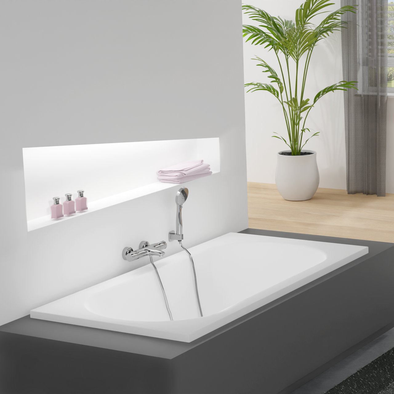 Luca Varess Rosala tweepersoons inbouwbad 180 x 80 cm acryl mat wit