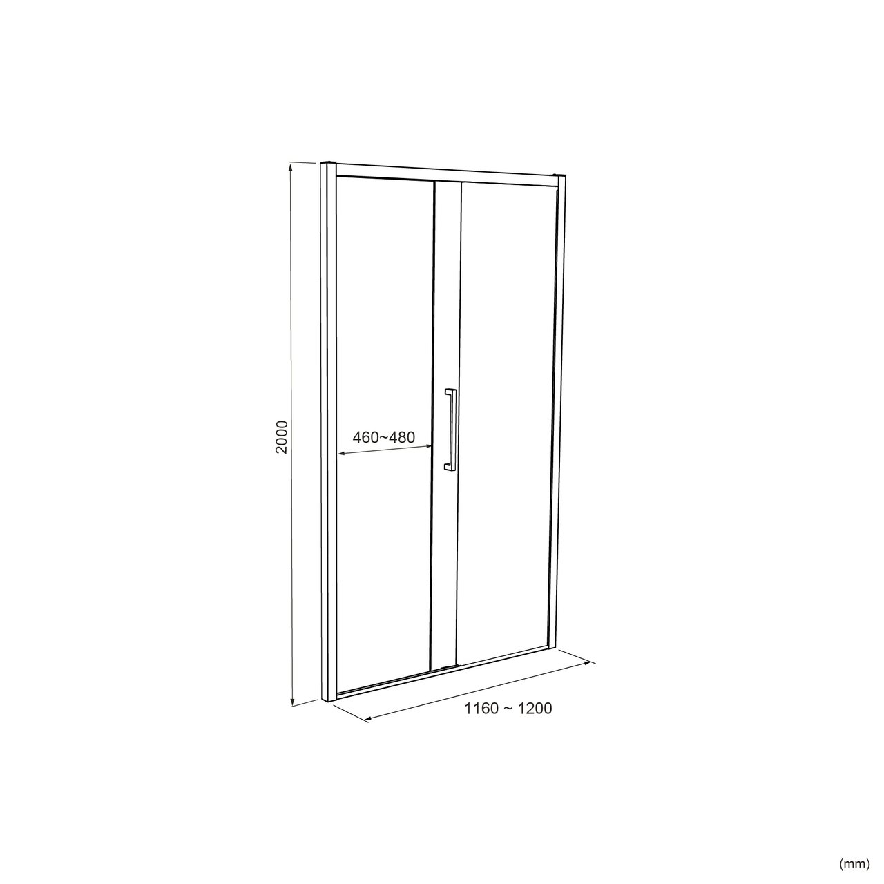 Luca Varess Senses rechtse douche schuifdeur 120 x 200 cm helder glas met matte strook glans chroom profiel