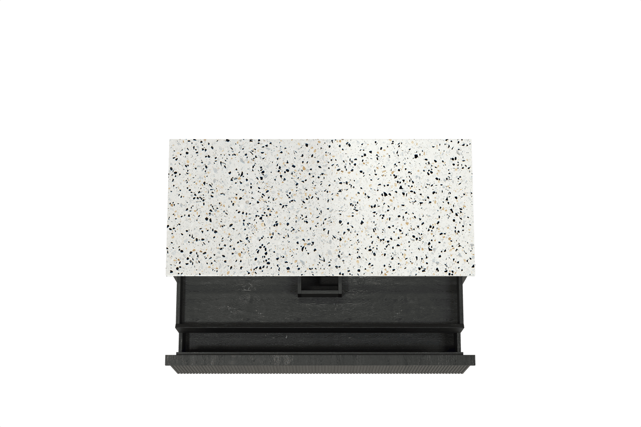 Balmani Forma meuble salle de bains suspendu 120 x 55 cm chêne noir avec Stretto tablette simple ou double en blanc/noir mat terrazzo, Nervure droite symétrique verticale