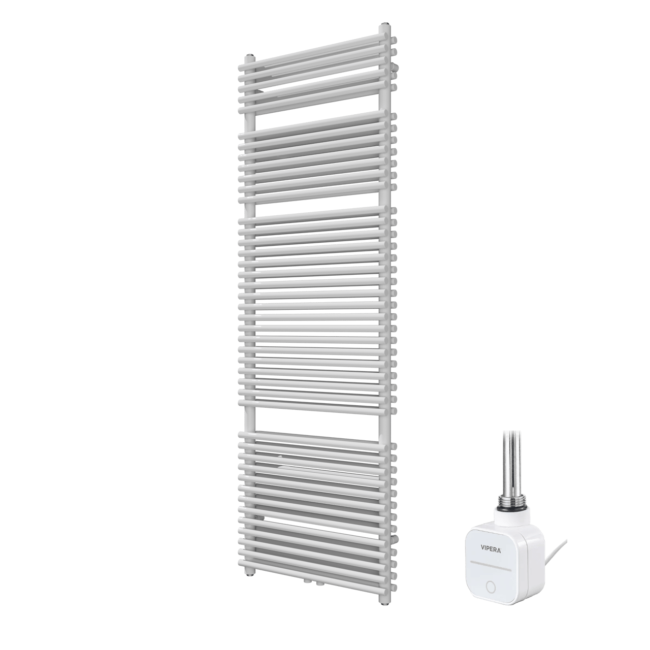 Vipera Alegria dubbele handdoekradiator 60 x 180 cm elektrische verwarming glanzend wit zij- en middenaansluiting 1500W, weerstand inbegrepen