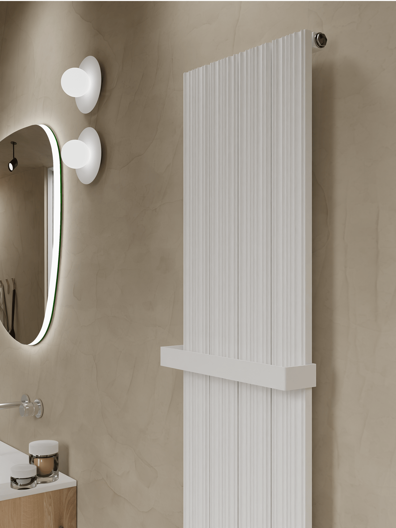 Vipera Mares Handtuchheizkörper: 37,5 x 180 cm, Zentralheizung, Weiß matt, Seiten- & Mittelanschluss, 1085W
