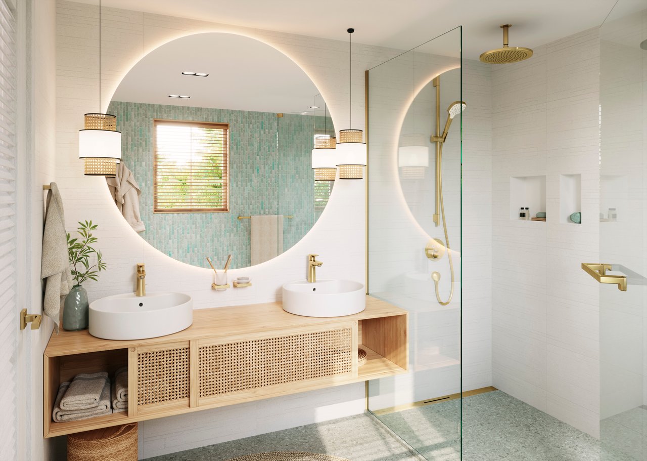 Hansgrohe RainDrain Flex douchegoot afwerkset wandmodel 100cm Polished Gold Optic