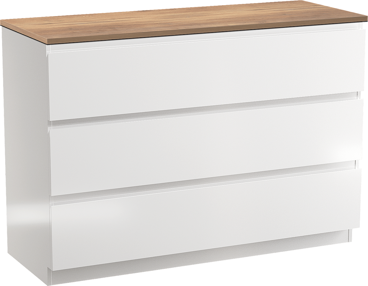 Linie Lado meuble salle de bains à poser 120 x 46 cm blanc brillant avec Lado tablette simple ou double en mélaminé chêne naturel