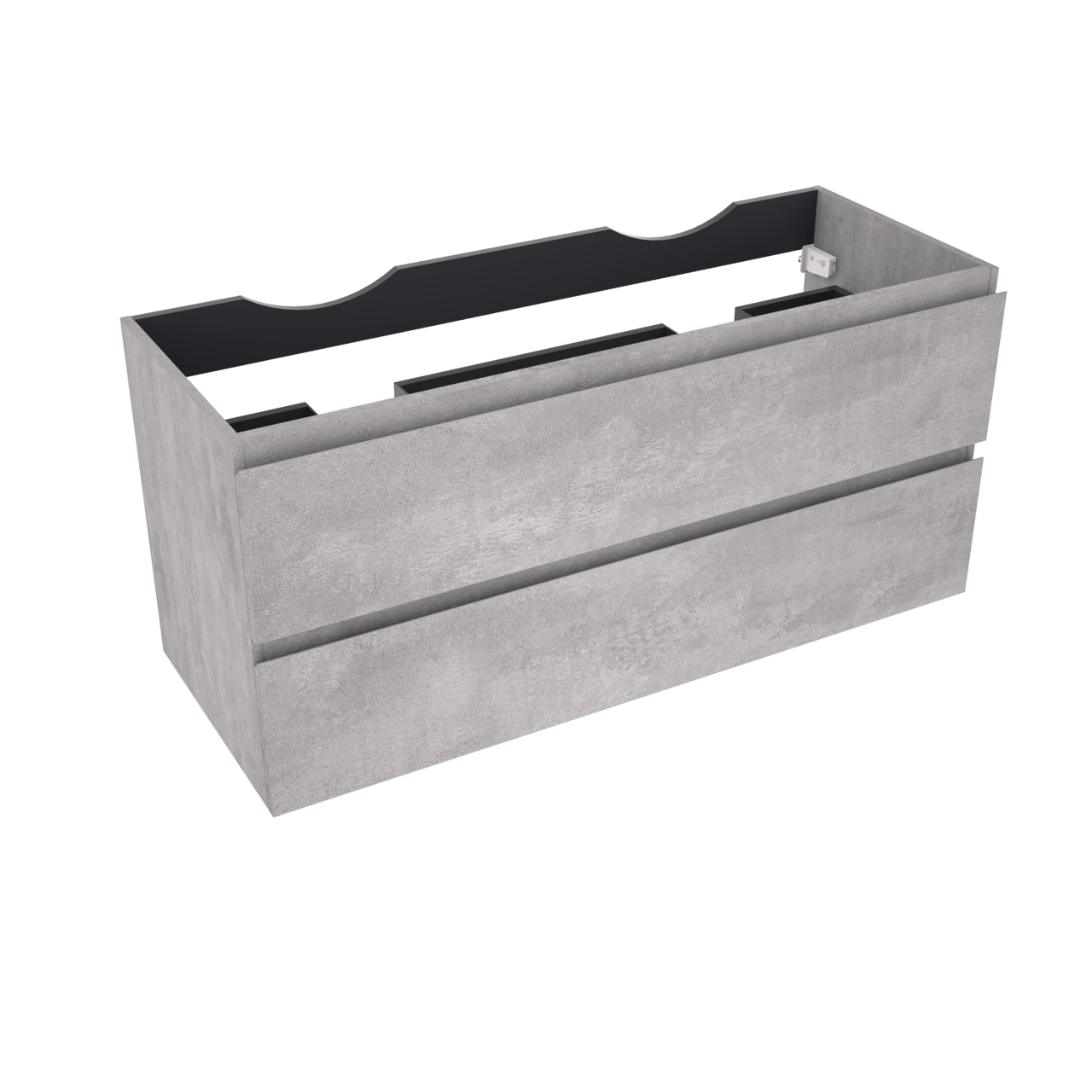 Linie Lado meuble sous-lavabo suspendu 120 x 46 cm béton gris foncé 2 tiroirs 2 découpés de siphon