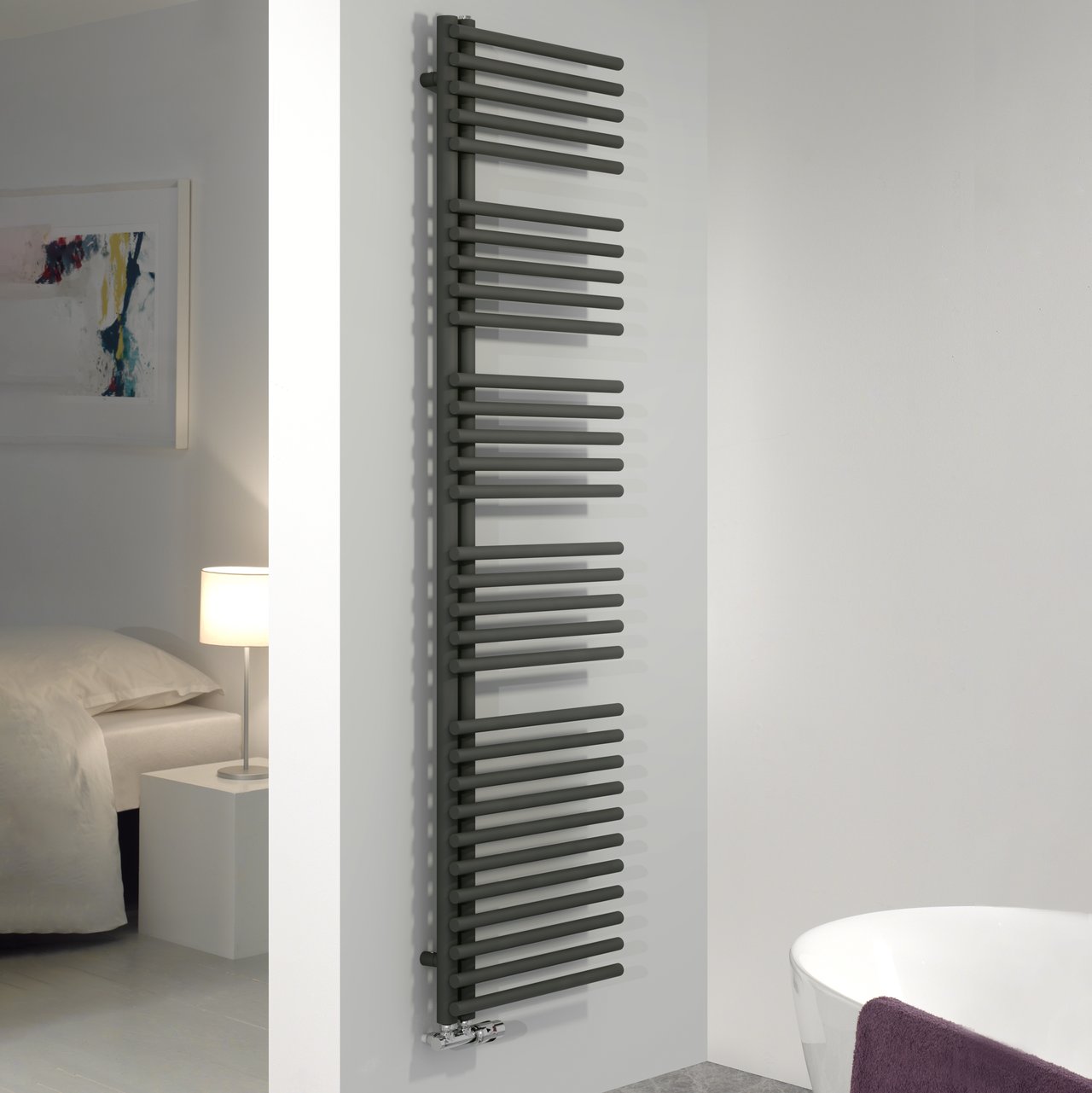 Vipera Nevada sèche-serviettes simple 50 x 180 cm chauffage central noir mat raccordement latéral 934W