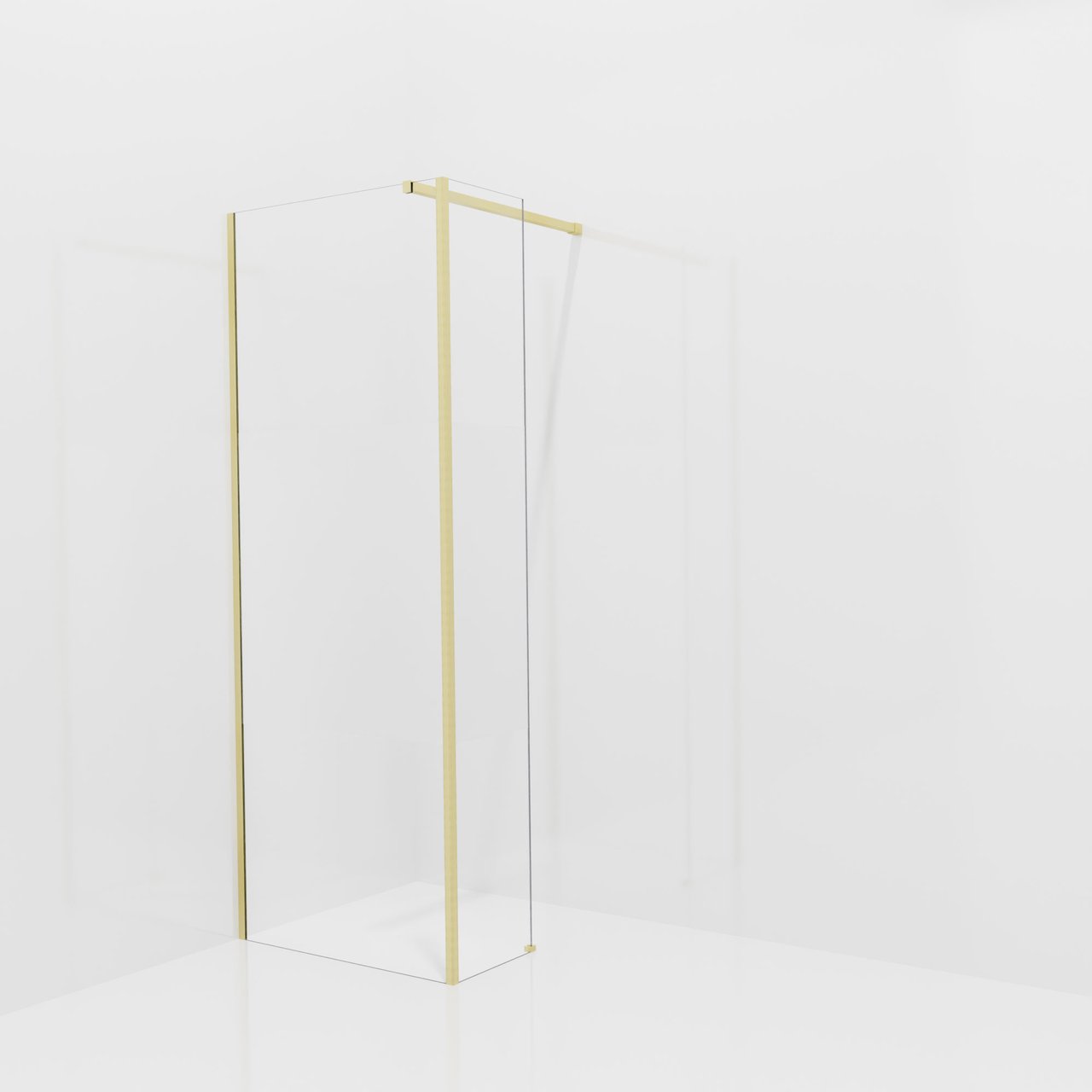 Balmani Modular Walk-In Dusche mit fester Seitenwand: 80 x 200 cm, Klarglas mit mattiertem Streifen, Profil Brushed Champagne Gold