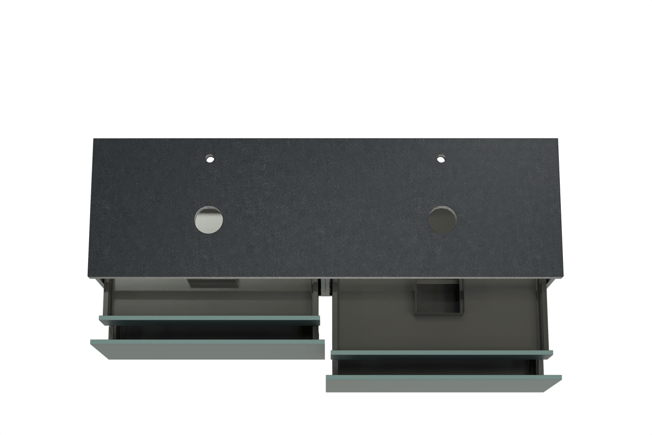 Balmani Sfera zwevend badmeubel 180 x 55 cm forest met Rock dubbel wastafelblad in zwart graniet