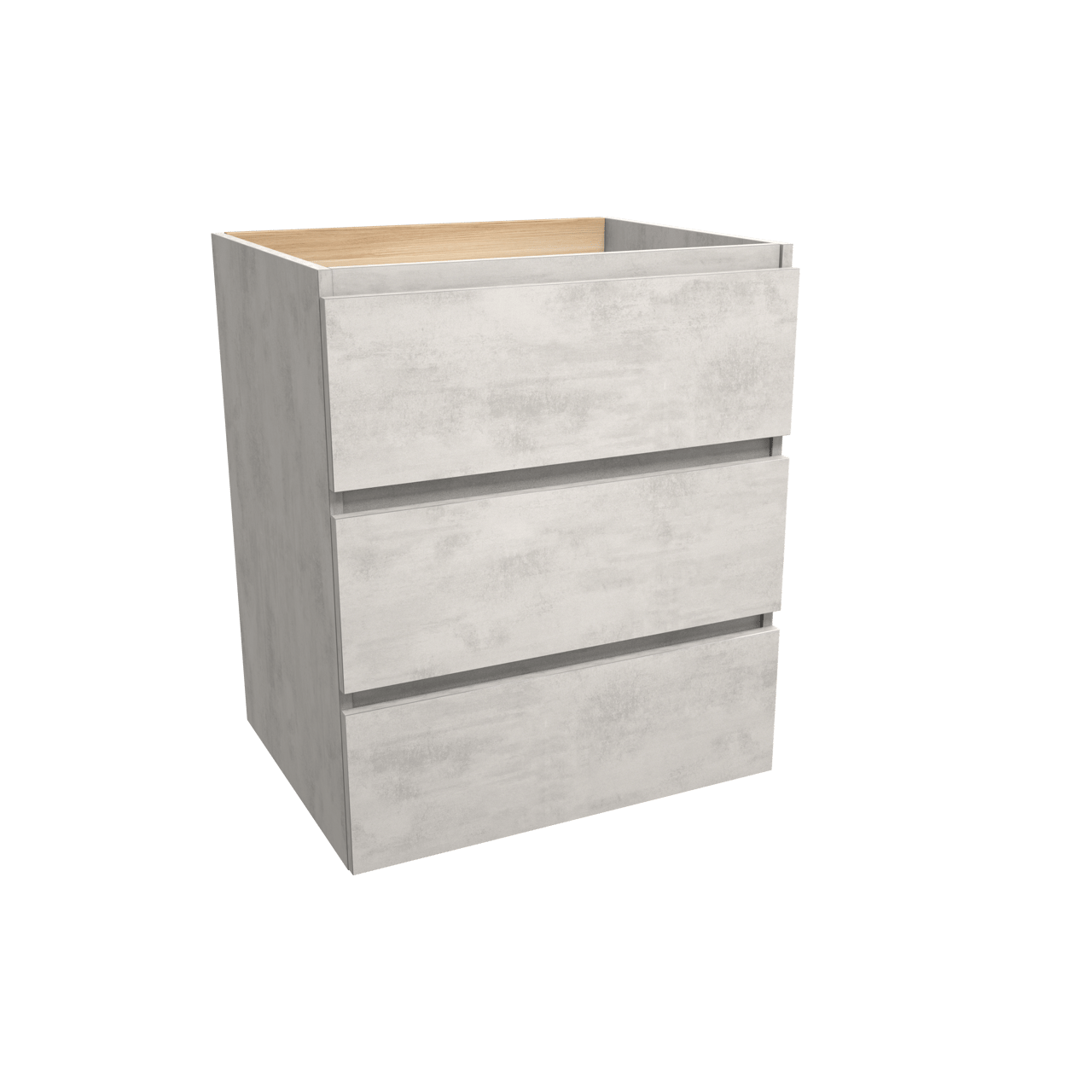 Balmani Lucida meuble sous-lavabo a poser 67,5 x 55 cm béton gris argent 3 tiroirs