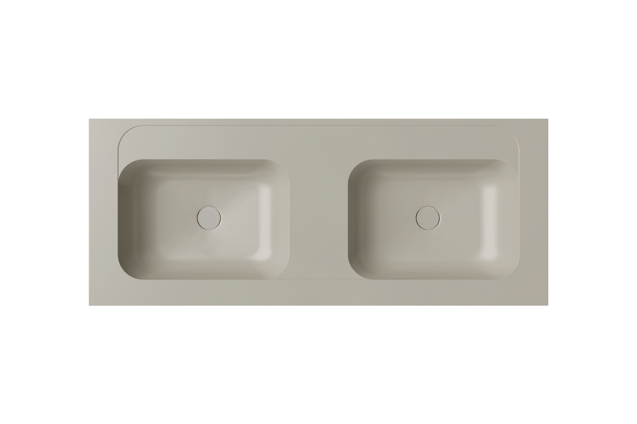 Balmani Tablo Strada dubbele wastafel mat zijdegrijze top solid 135 x 55 cm