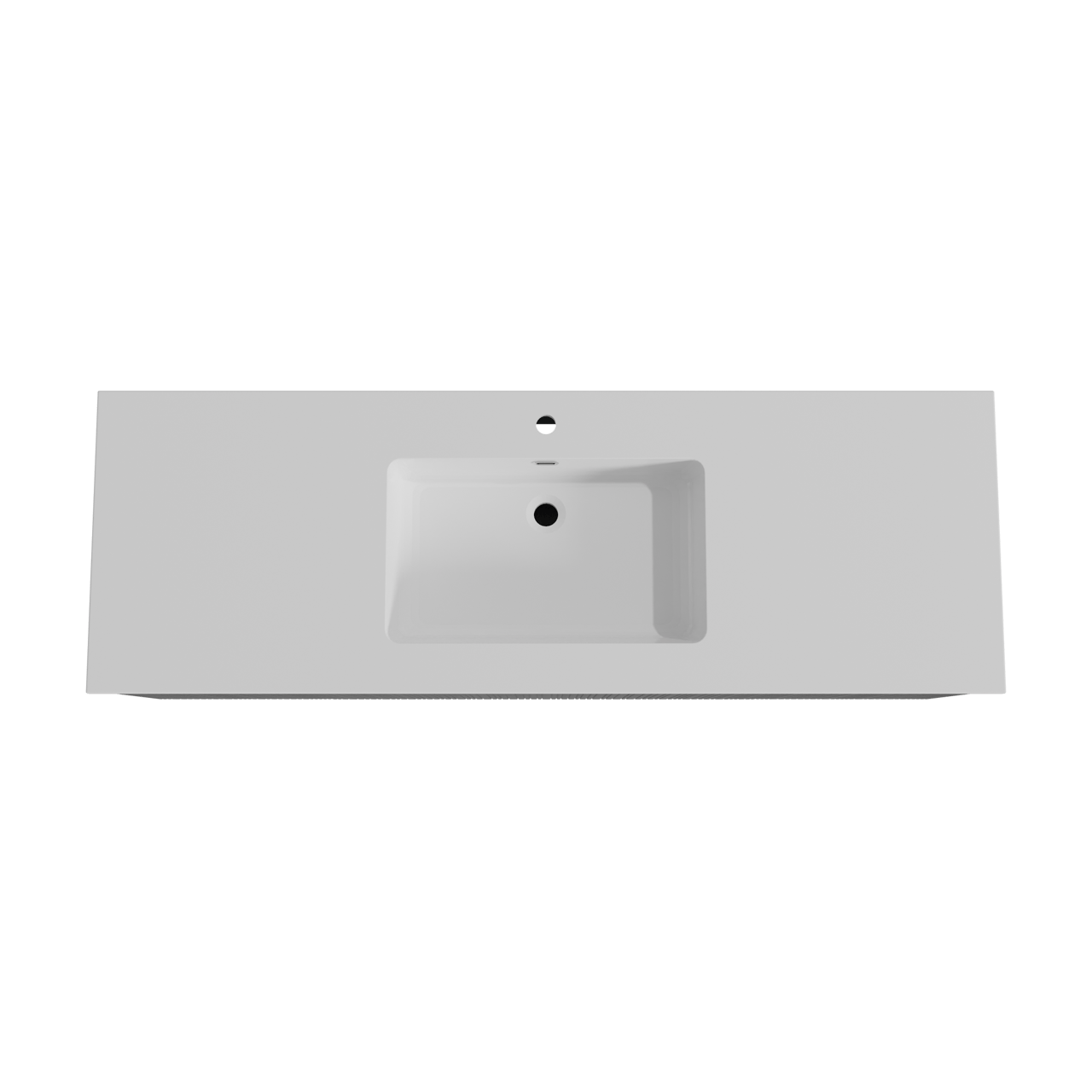 Storke Ribs meuble salle de bains suspendu 155 x 52 cm chêne noir avec Diva plan simple en marbre composite blanc brillant, Nervure droite asymétrique verticale