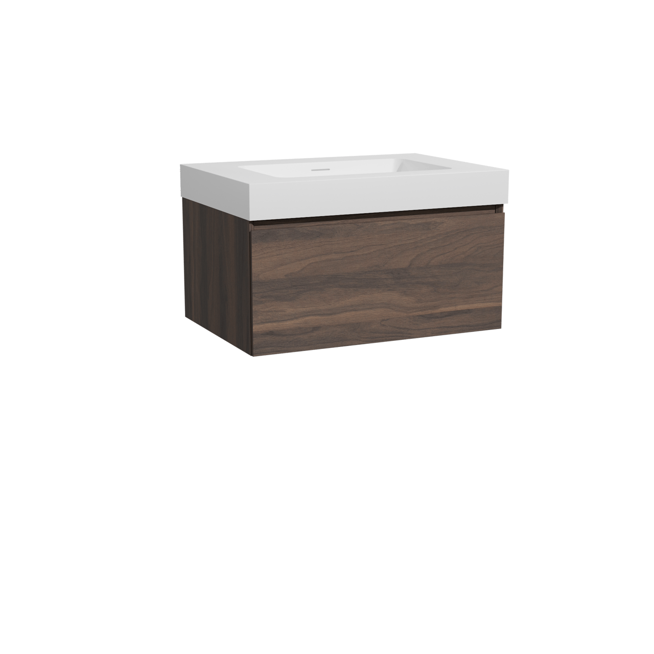 Storke Edge meuble salle de bains suspendu 75 x 52 cm noyer avec Mata High plan simple en solid surface blanc mat