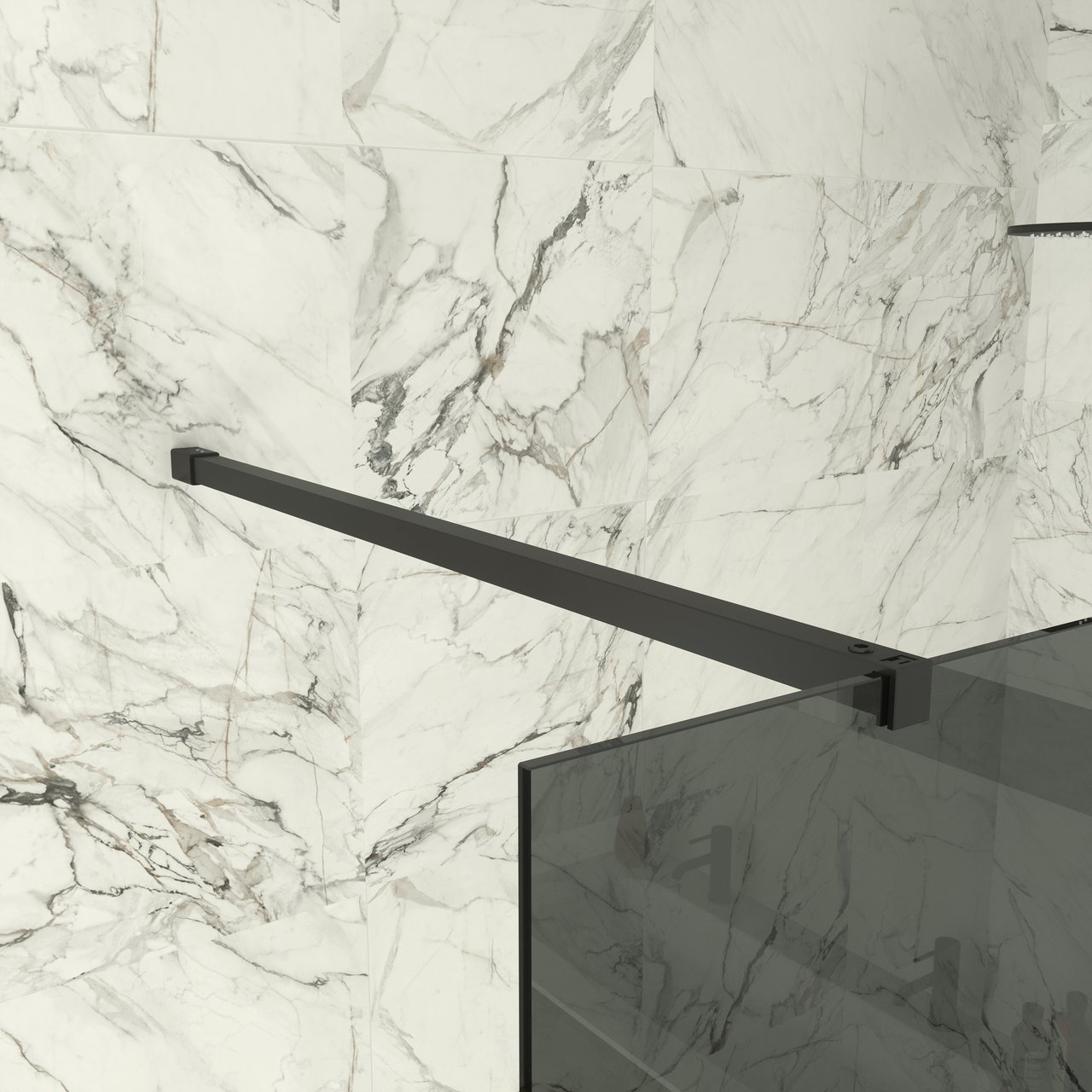 Balmani Modular douche à l'italienne 180 x 200 cm verre fumé profil noir mat