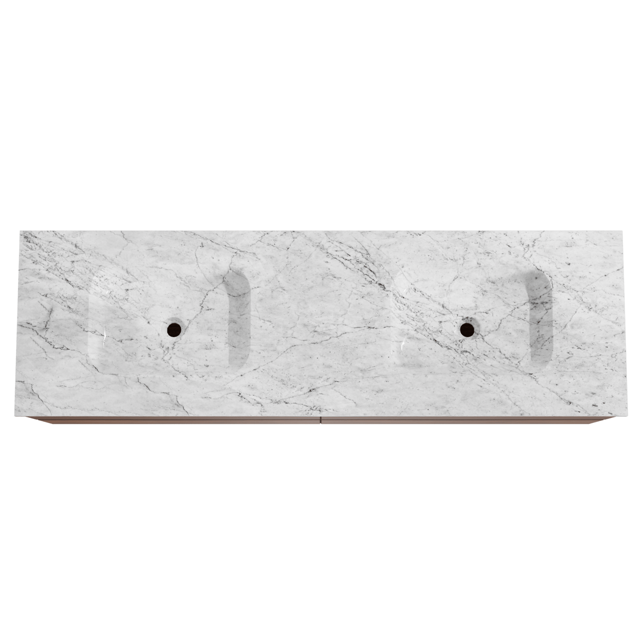 Balmani Mitra hängendes Möbelstück Set: 180 x 55 cm, Nussbaum, mit Tablo Arcato Doppelwaschtisch, Marmor Carrara