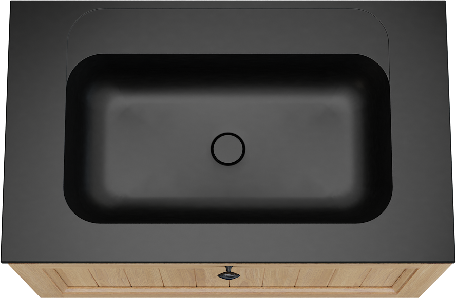 Balmani Lemon zwevend badkamermeubel 90 x 55 cm, fineer natuur eik met Tablo Strada enkele wastafel in mat zwart