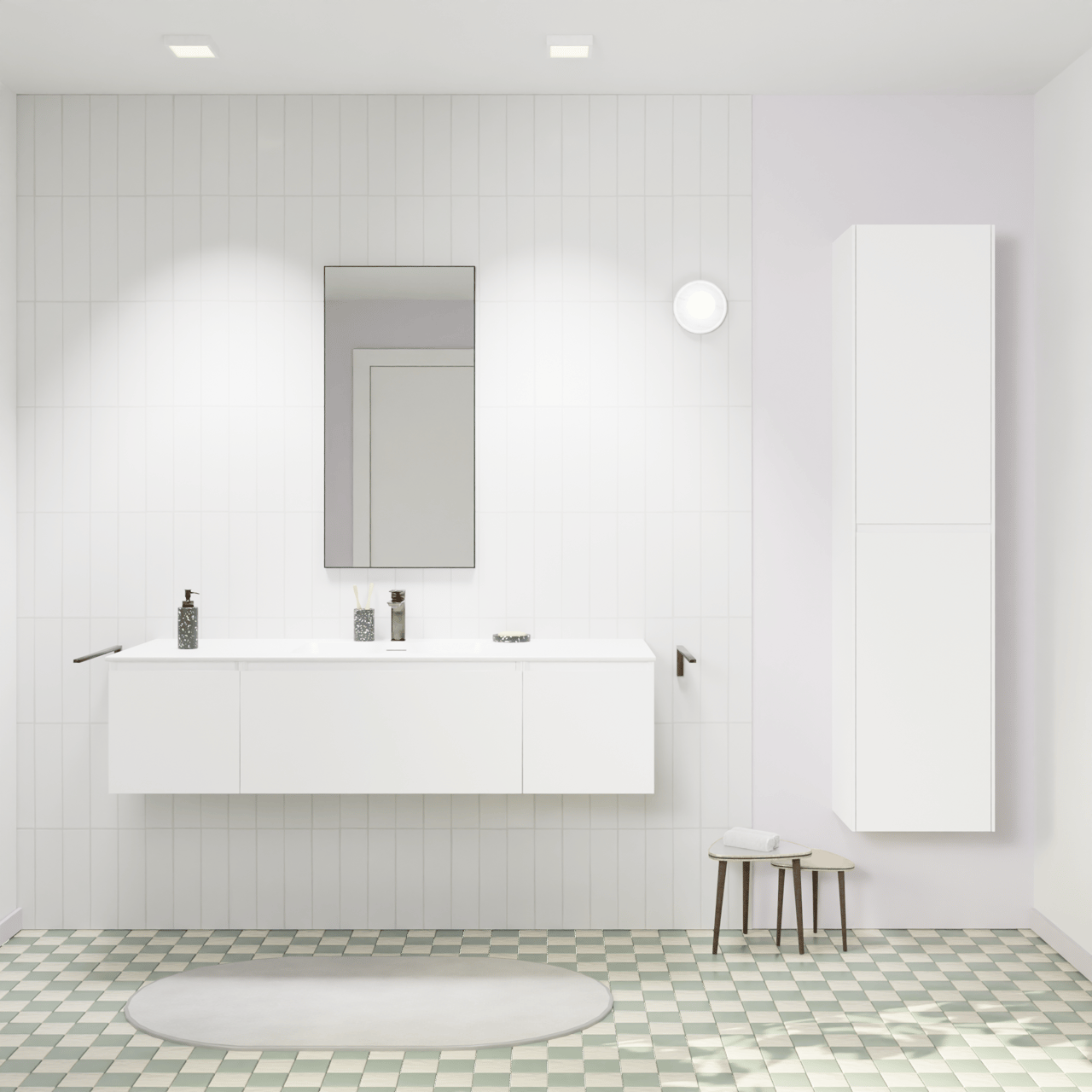 Storke Edge zwevend badkamermeubel 145 x 52 cm mat wit met Mata enkele wastafel in solid surface mat wit