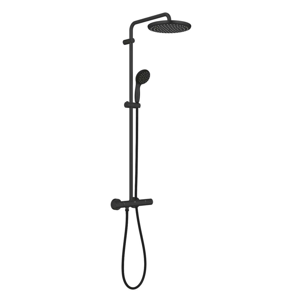 Grohe Vitalio Start Regendusche Duschsystem mit Thermostatbatterie: Wandmontage, Schwarz Matt