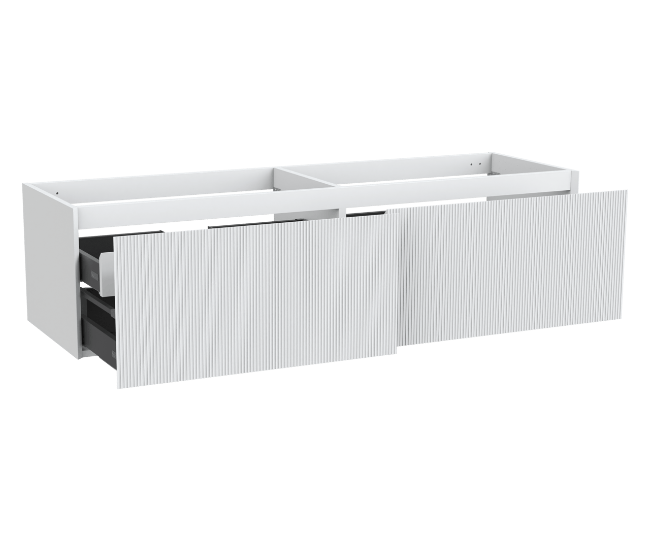 Balmani Fila hängender Waschbeckenunterschrank: 180 x 55 cm, Weiß Matt, 4 Schubladen