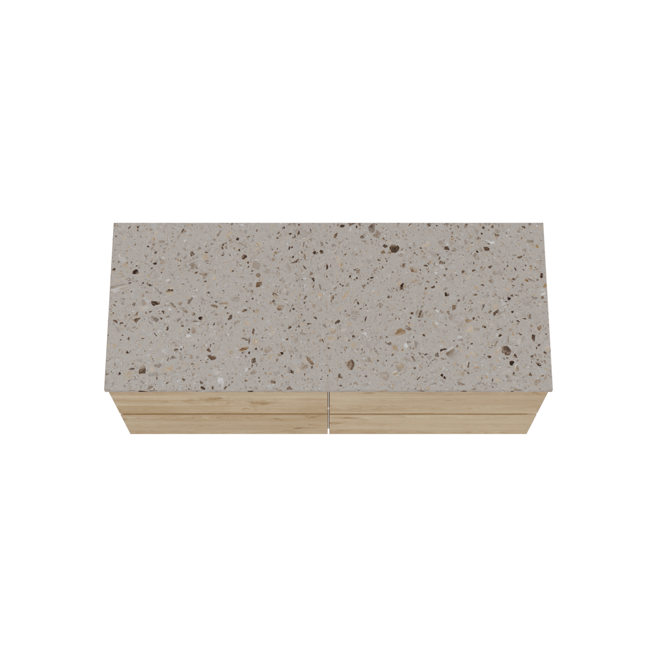 Balmani Lucida zwevend badkamermeubel 135 x 55 cm ruwe eik met Stretto enkel of dubbel tablet in terrazzo greige terrazzo