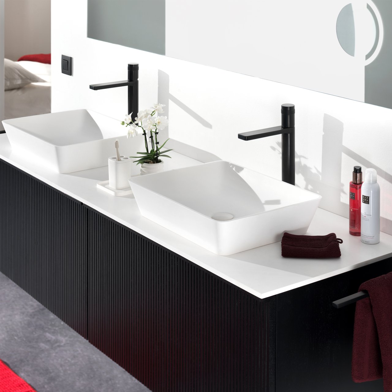 Blaufoss Sonic robinet de lavabo réhaussé noir mat