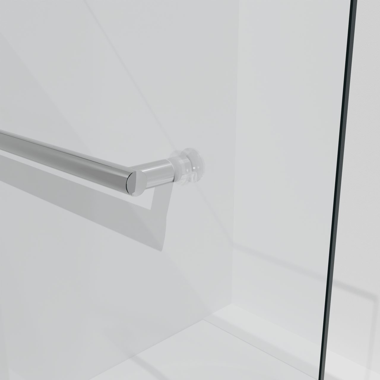 Luca Varess Kuresa enkele badwand 85cm helder glas met matte strook glanzend chroom profiel