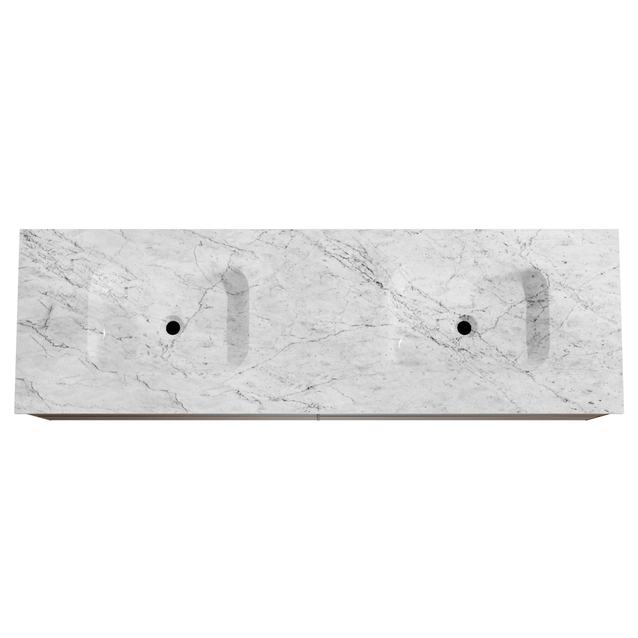 Balmani Mitra zwevend badkamermeubel 180 x 55 cm amerikaanse notelaar met Tablo Arcato dubbele wastafel in marmer carrara