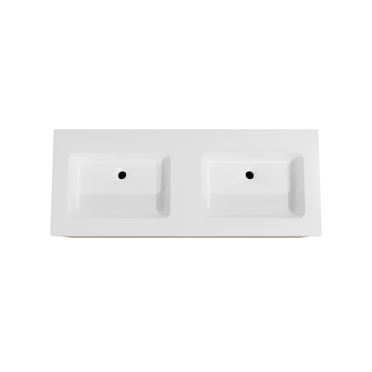 Storke Edge meuble salle de bains suspendu 130 x 52 cm chêne brut avec Mata High double vasque en solid surface blanc mat