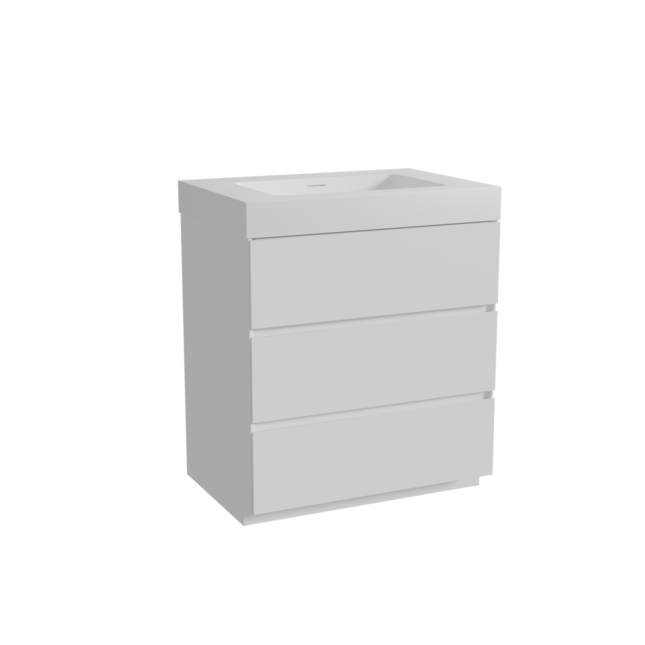 Storke Edge staand badkamermeubel 75 x 52 cm mat wit met Mata High enkele wastafel in solid surface mat wit