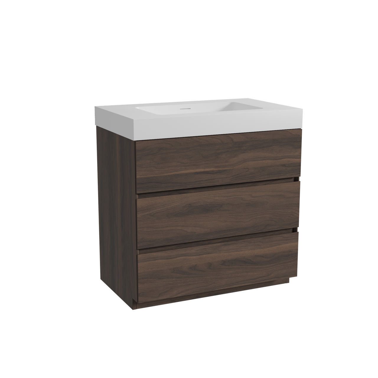 Storke Edge meuble salle de bains à poser 85 x 52 cm noyer avec Mata High plan simple en solid surface blanc mat