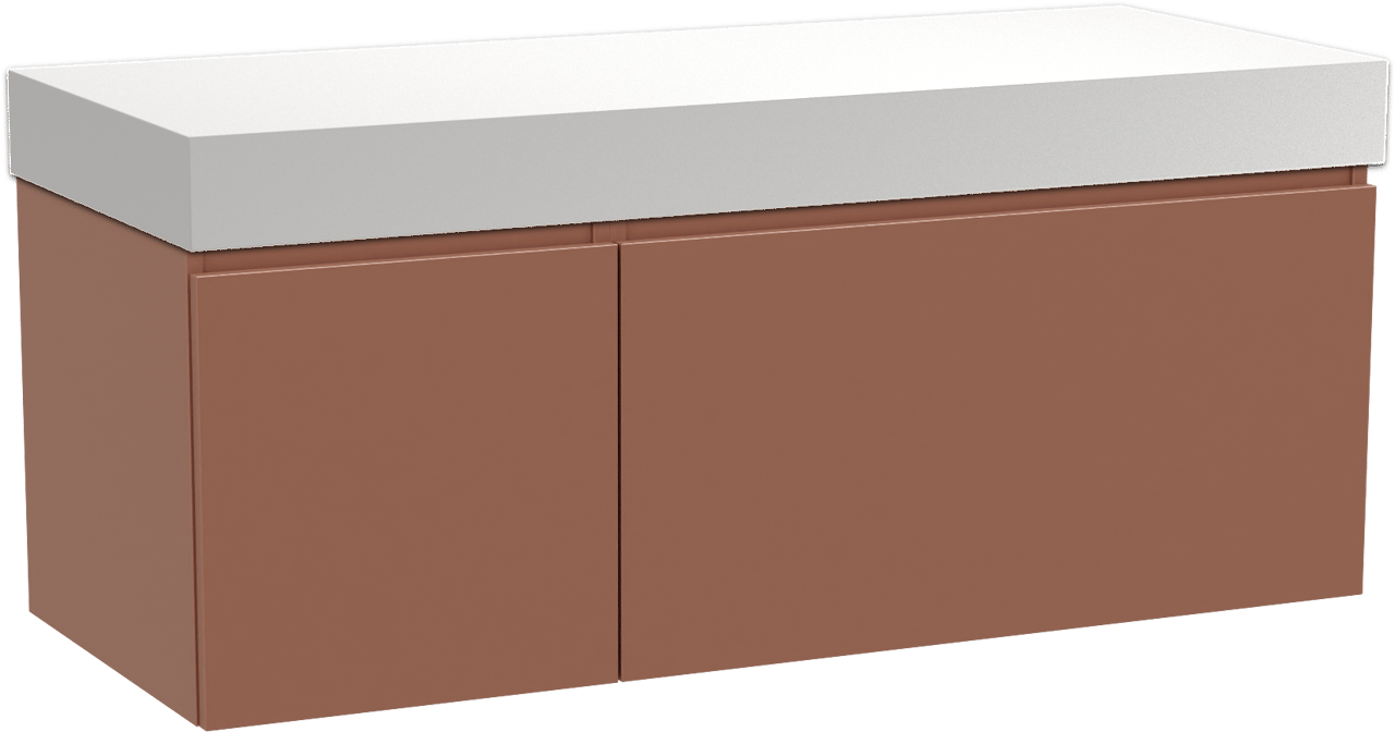 Balmani Sfera zwevend badmeubel 135 x 55 cm cotto met Dominus enkel of dubbel wastafelblad in solid surface mat wit