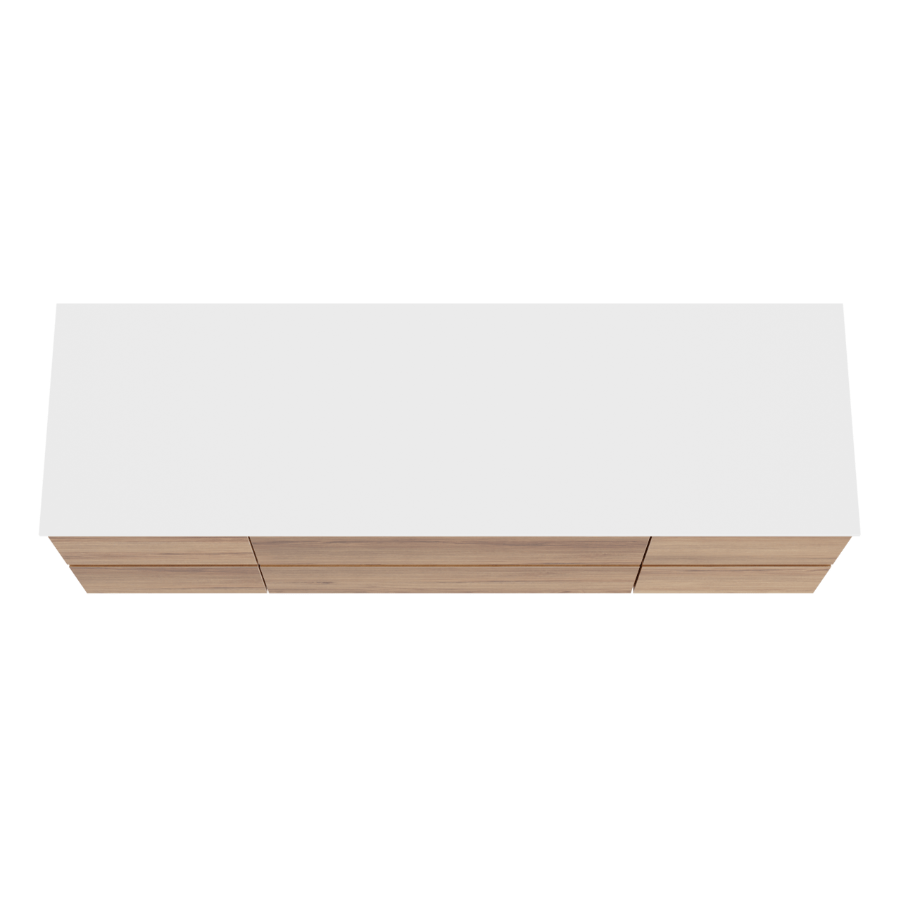 Balmani Lucida meuble salle de bains suspendu 180 x 55 cm teck avec Stretto tablette simple ou double en solid surface blanc mat
