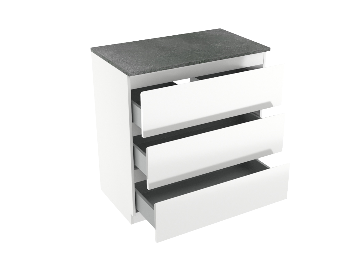 Linie Lado staand badkamermeubel 80 x 46 cm glanzend wit met Lado enkel tablet in melamine leisteen grijs