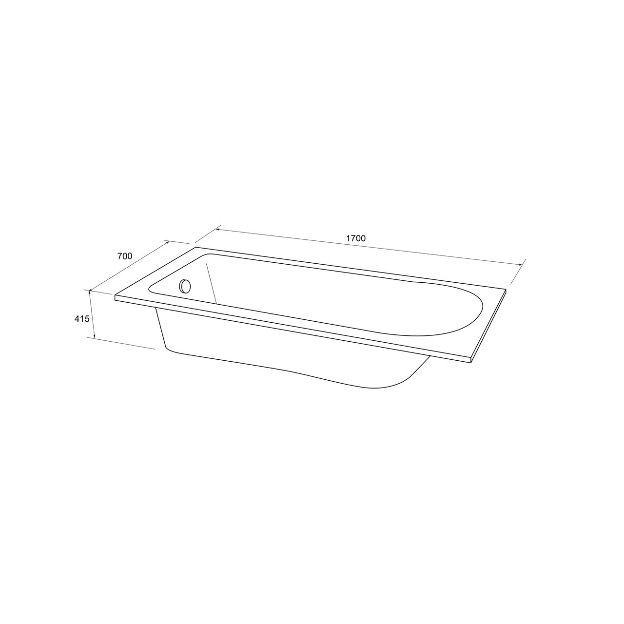 Luca Varess Rosala baignoire encastrable simple 170 x 70 cm acrylique blanc mat