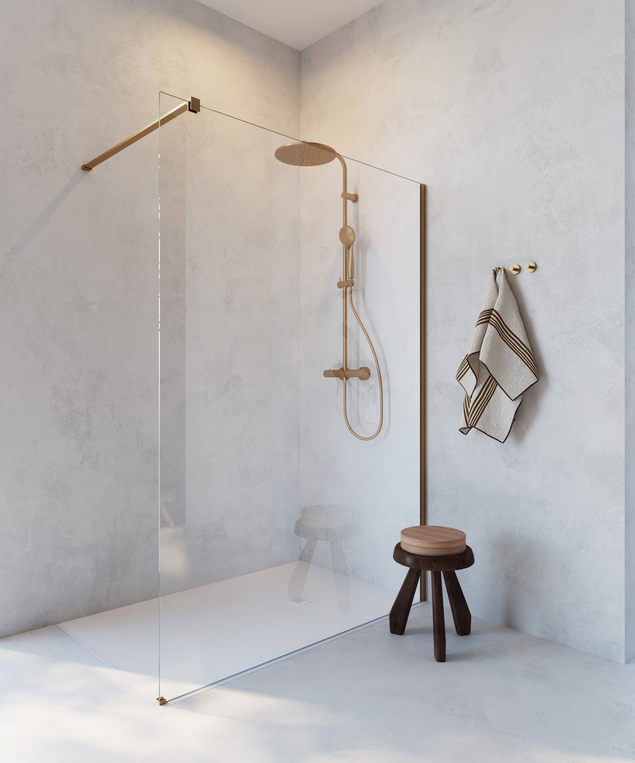 Blaufoss Round 300 colonne de douche de pluie mitigeur thermostatique Brushed Gold