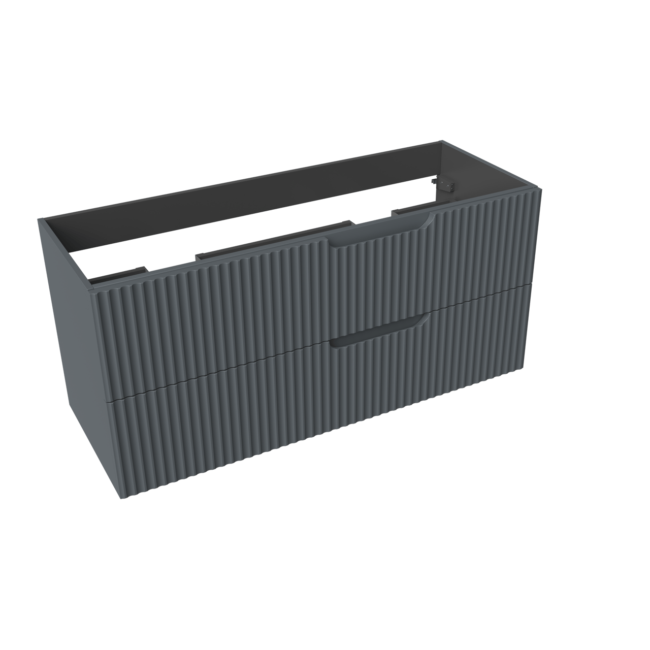 Linie Ribbo hängender Waschbeckenunterschrank: 120 x 46 cm, Blau Anthrazit, 2 Schubladen